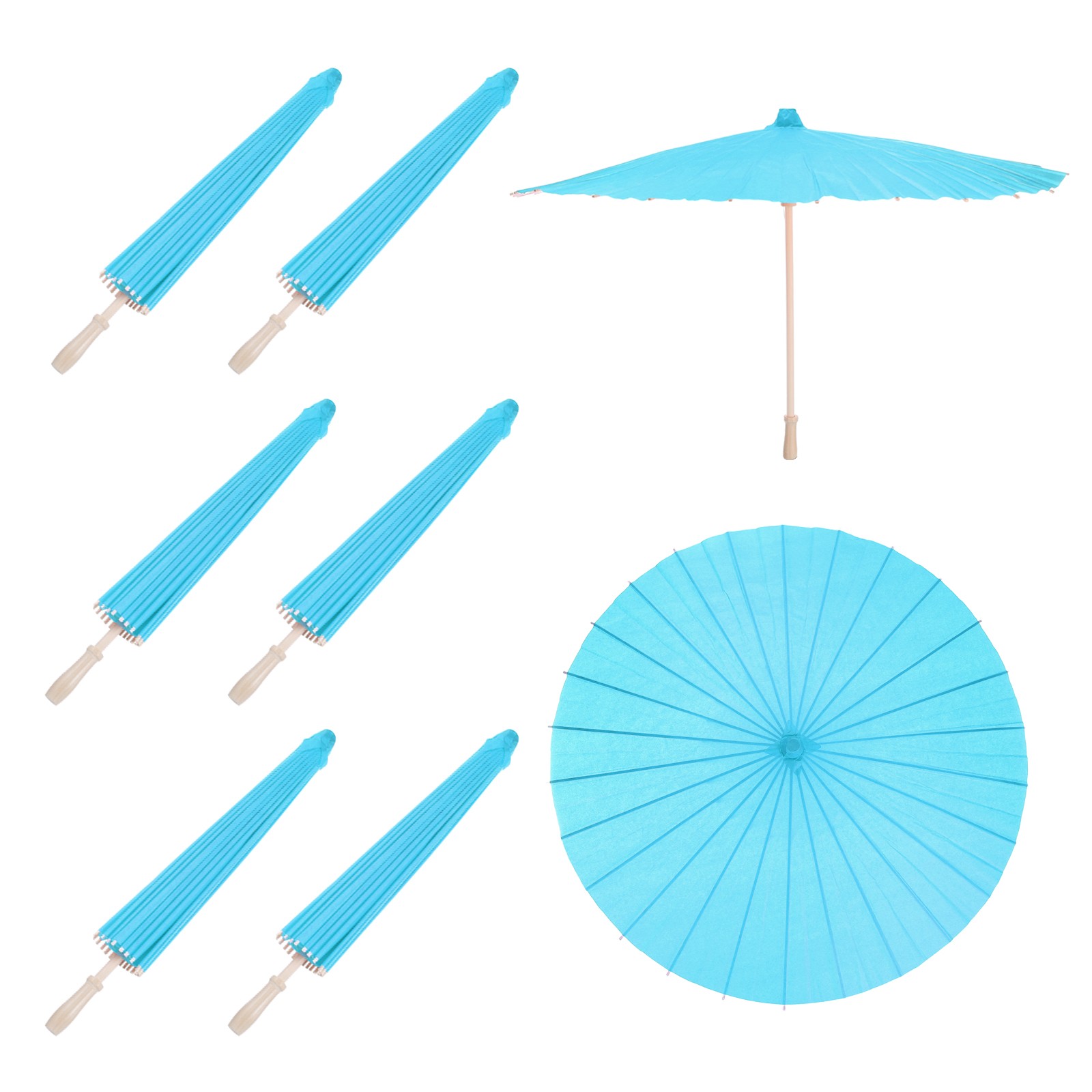 6 Pcs Paper Umbrellas ,33" Paper Parasol Umbrella for Craft,Blue