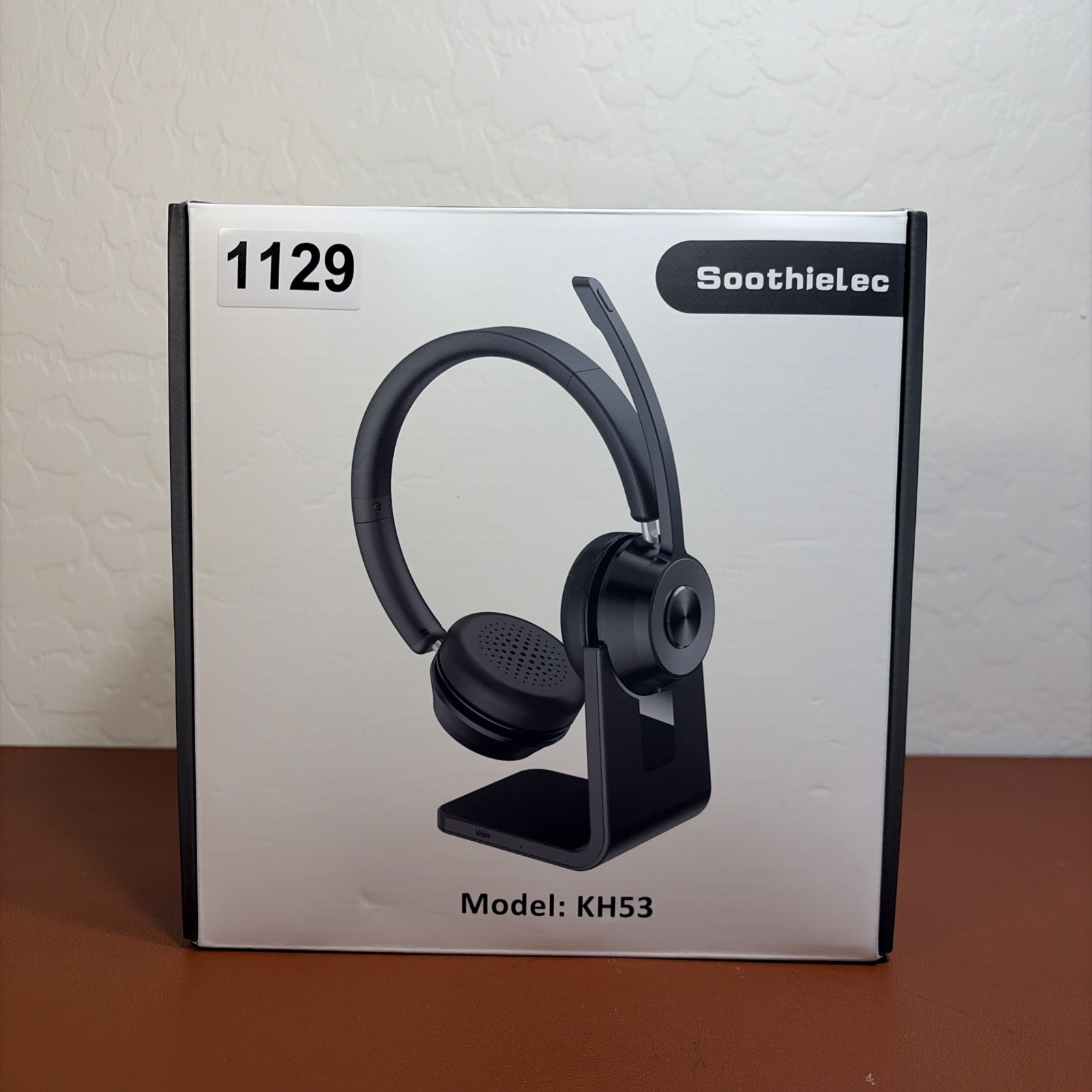 SoothieLec KH53 Wireless Bluetooth Headset Black Boom Mic Headband Double Ear
