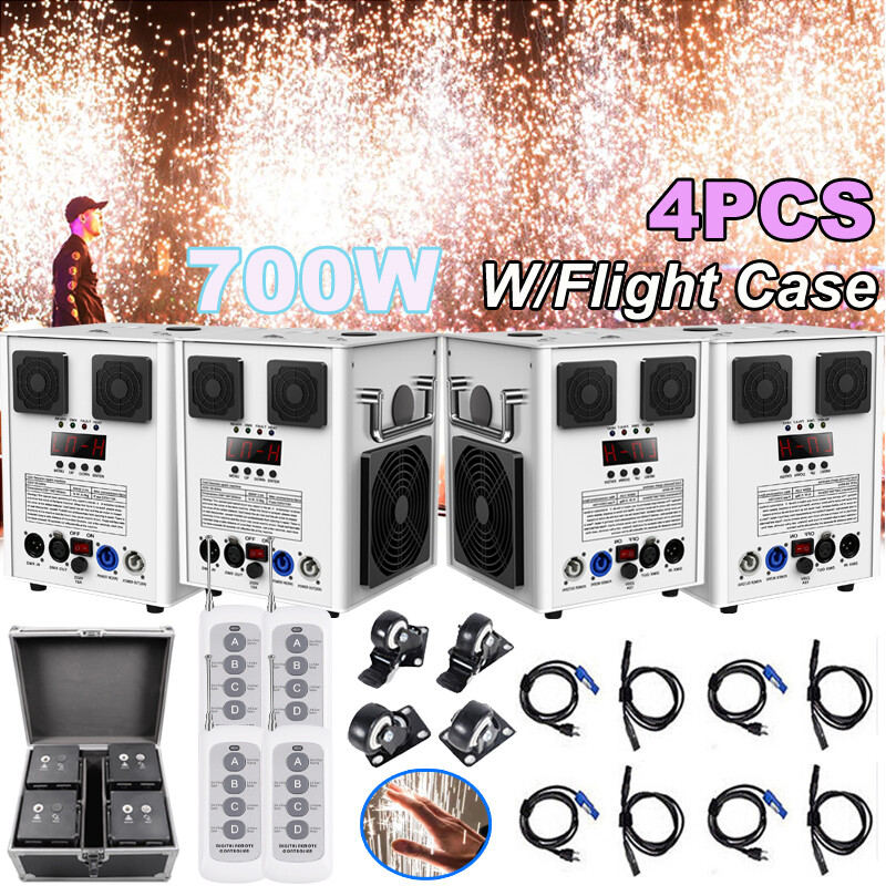 4PC 700W Cold Spark Machine DMX Firework Stage Effect Outdoor Wedding Party+Case