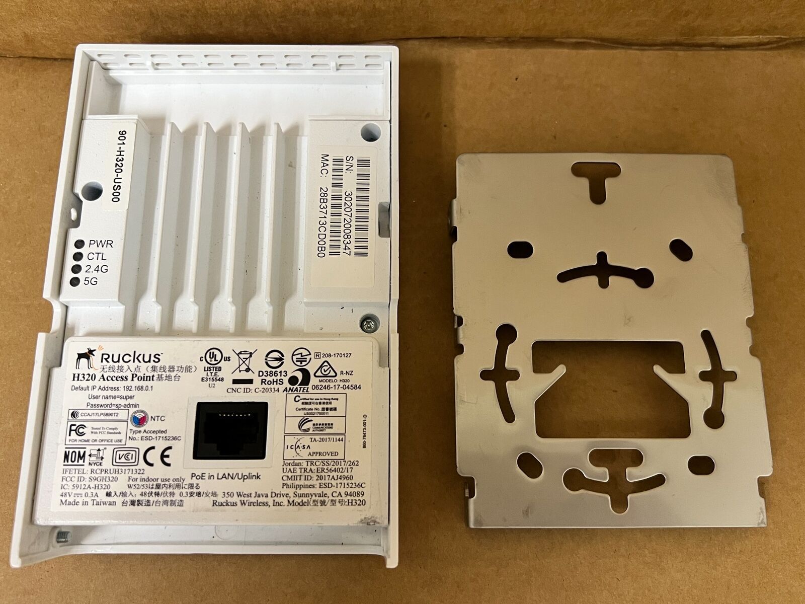 Ruckus ZoneFlex H320 Metal Backplate Mounting Bracket