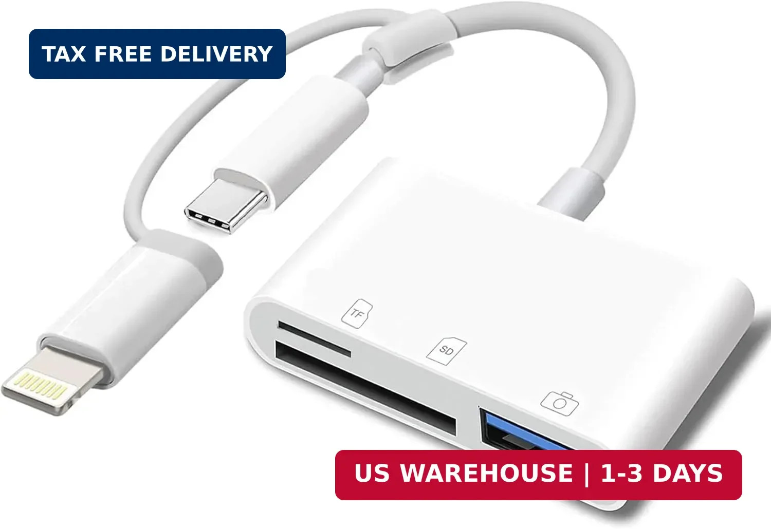 Apple MFi Certified SD Card Reader for iPhone, USB-C Lightning to SD TF Card...