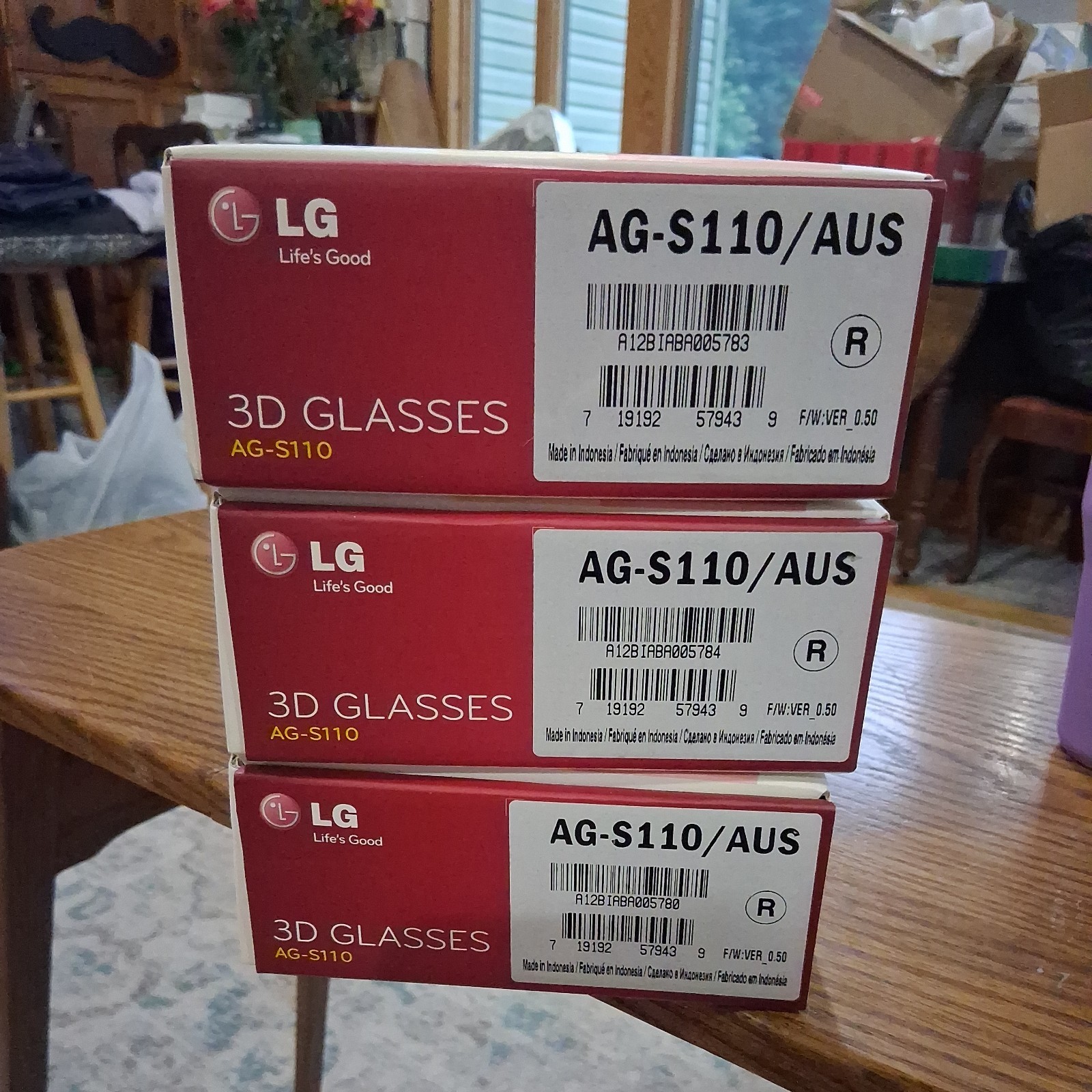Lot of 3 ~ Genuine LG 3D Glasses TV AG-S110 Active Shutter Glasses Open Box