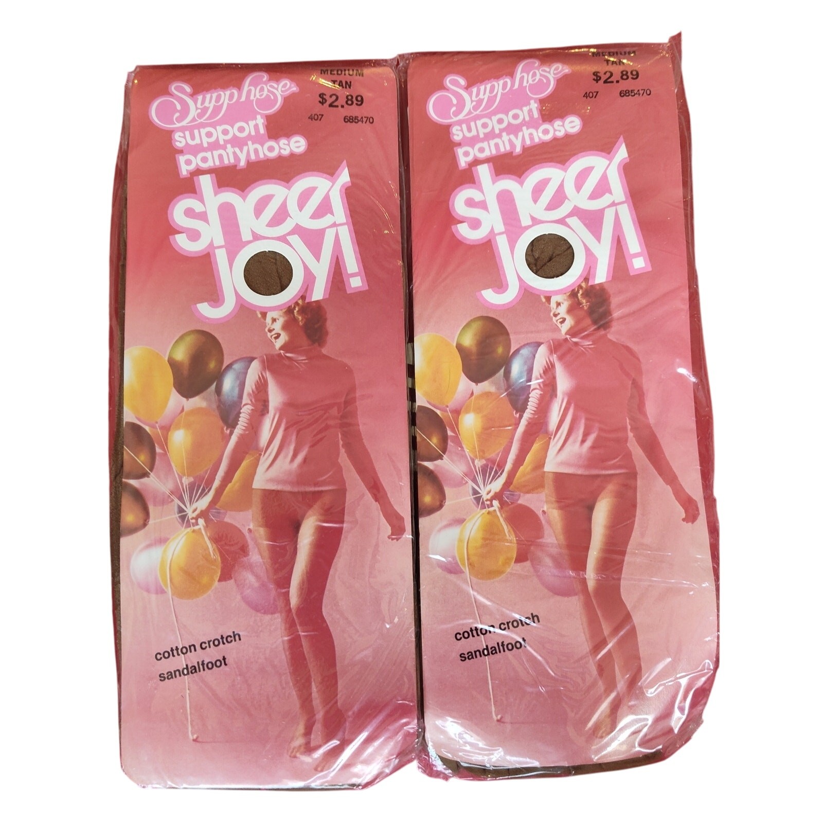 Sheer Joy Support Pantyhose Vintage Tan Medium NOS Made in USA