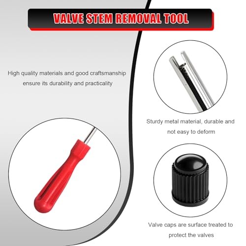 35PCS Valve Stem Puller Installer Tool Kit, Valve Cores & Caps with 4-Way Tool