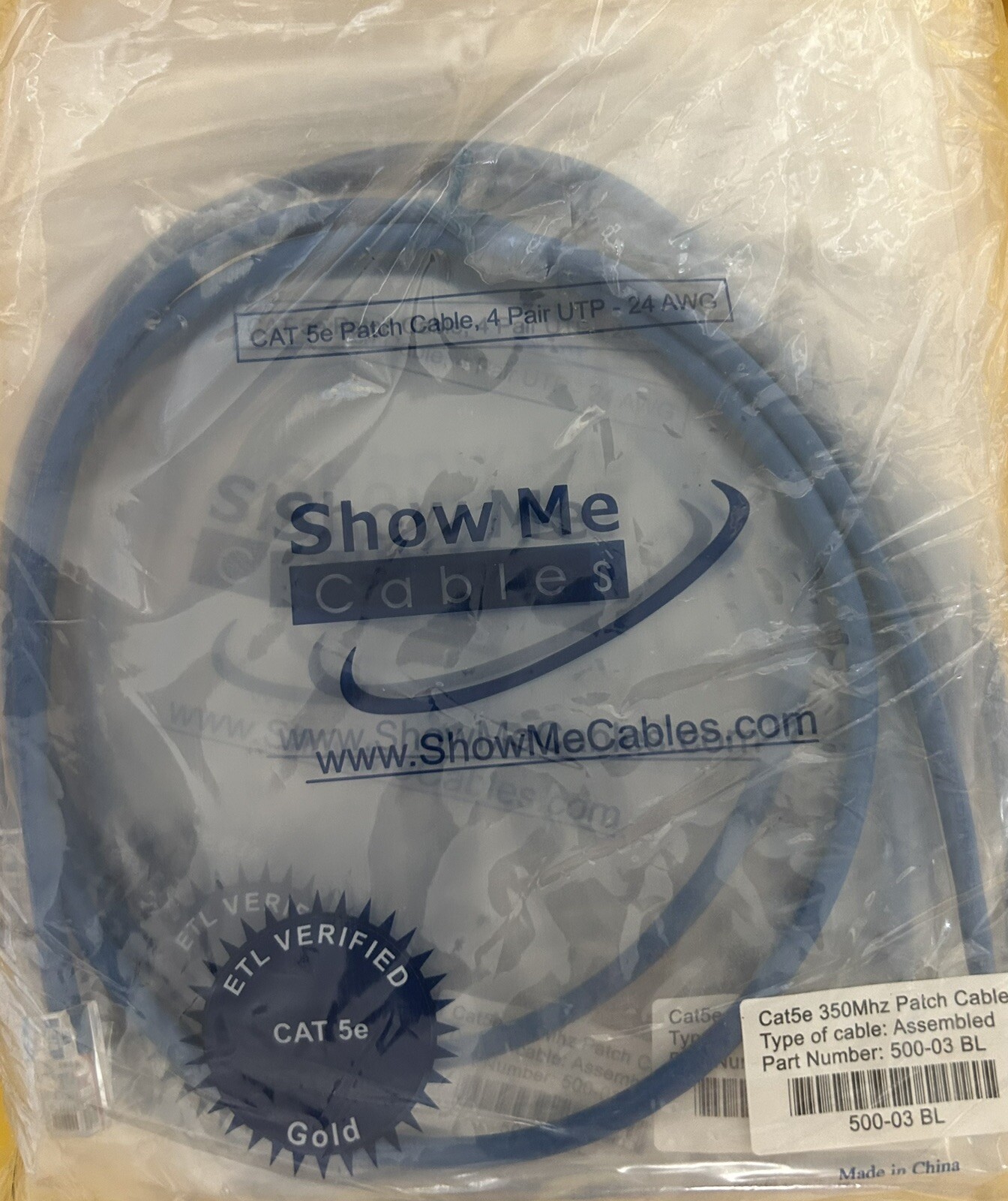 (10) Show Me Cables 3' Cat5e 350MHz Patch Blue Cable Molded Booted 24 AWG Sealed
