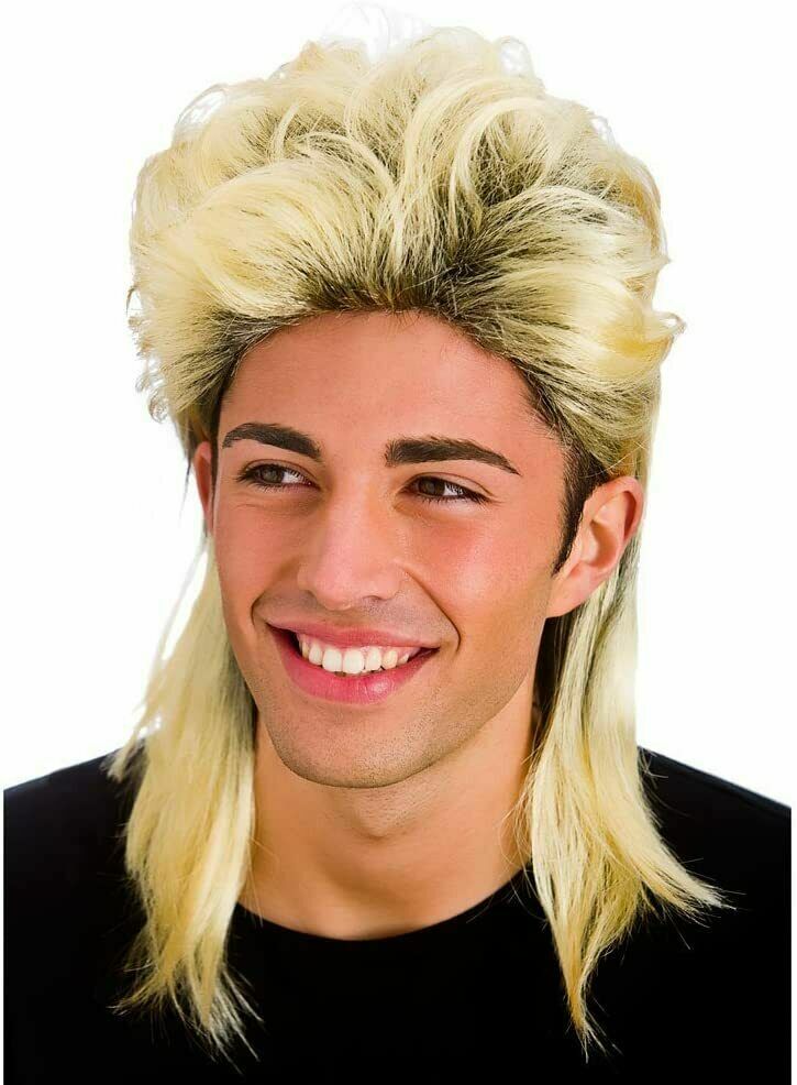 1 New Blonde 80s Mullet Tiger King Joe Exotic Fancy Dress Costume Wig USA Stock