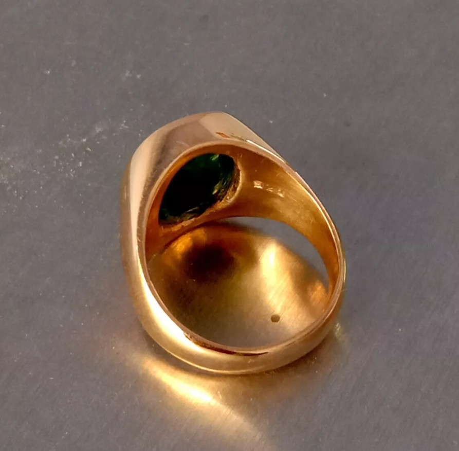 Solid 925 Silver Real Emerald Ring Rose Gold Men's Signet Ring Birthday Gift