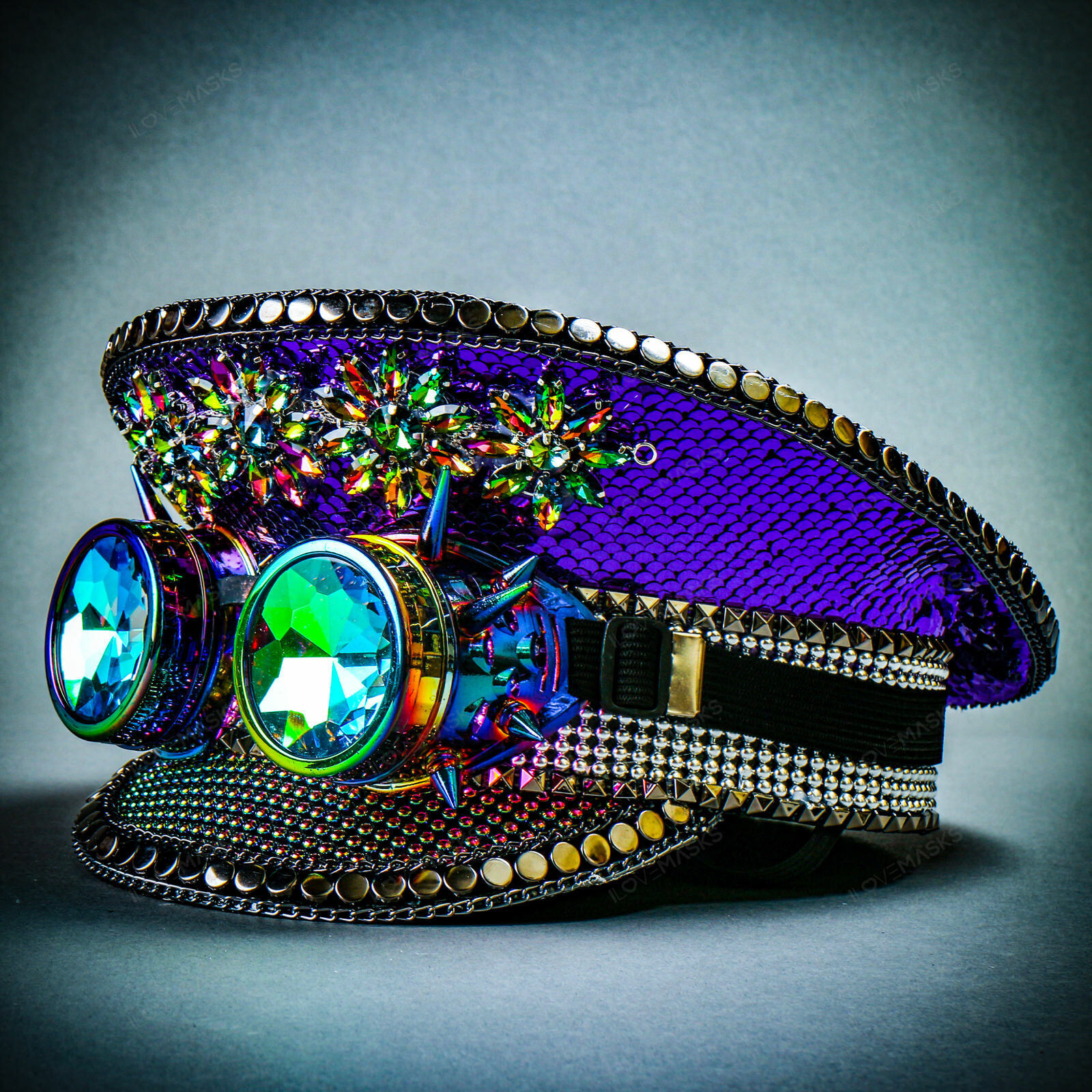 Purple Steampunk Fashion Burning Man Costume Top Cap Party Captain Hat Head Gear