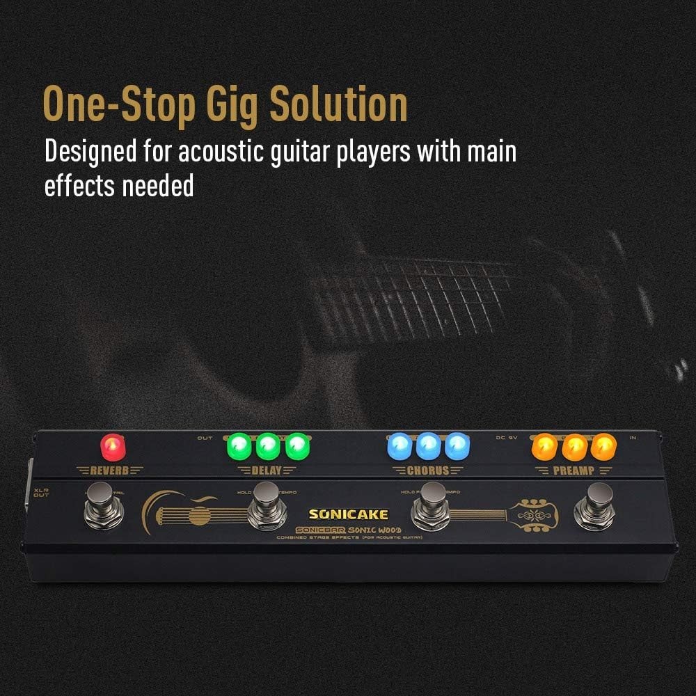 Elite Acoustic Guitar Effects Pedal: Multi-Effects Preamp With Chorus & Delay