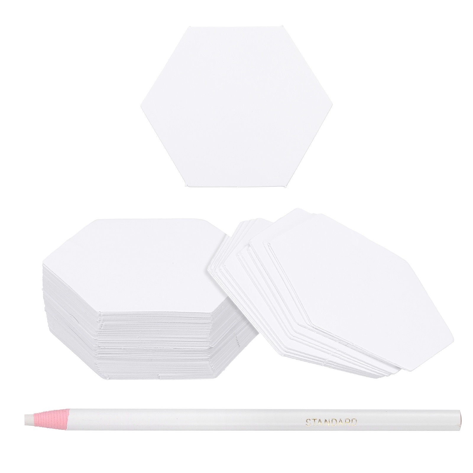 200 Pcs Hexagon Shape Piecing Paper for Quilting with Pen (1.6")