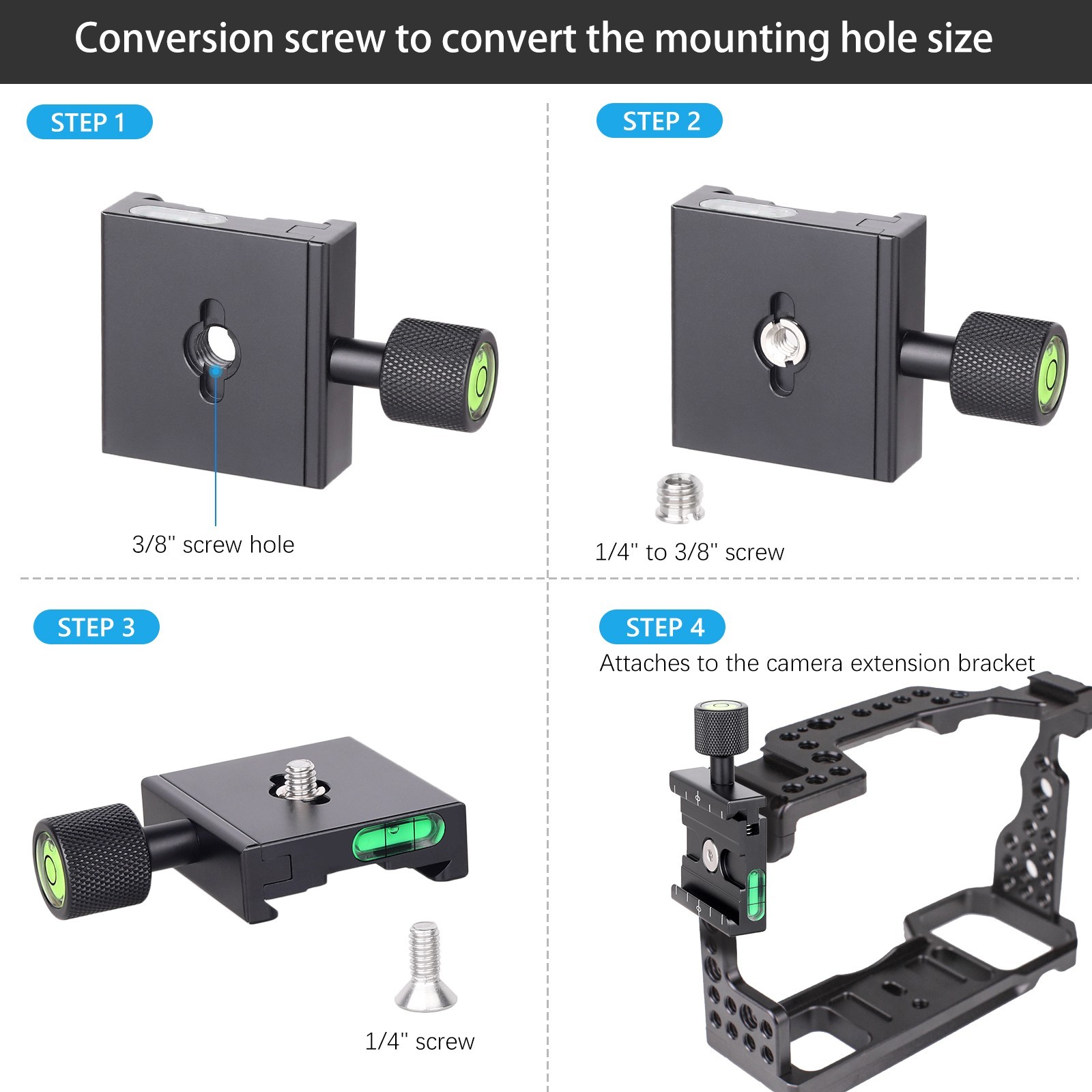 50mm Quick Release Clamp Adapter( Arca-type Compatible) with 1/4" 3/8" Hole
