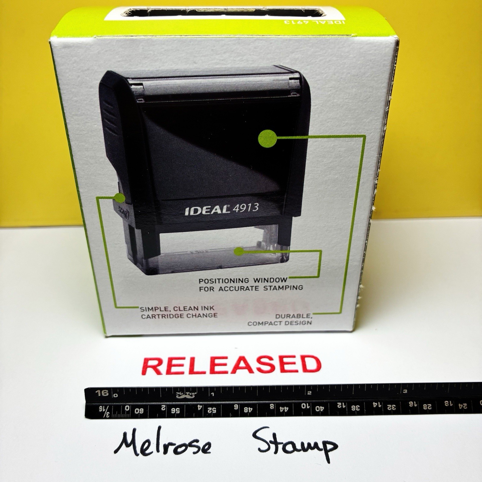 Released Rubber Stamp Red Ink Self Inking Ideal 4913