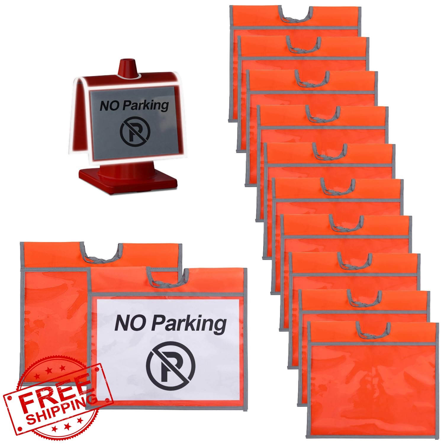 RoadHero 12 Pack Orange Traffic Cone Sleeves