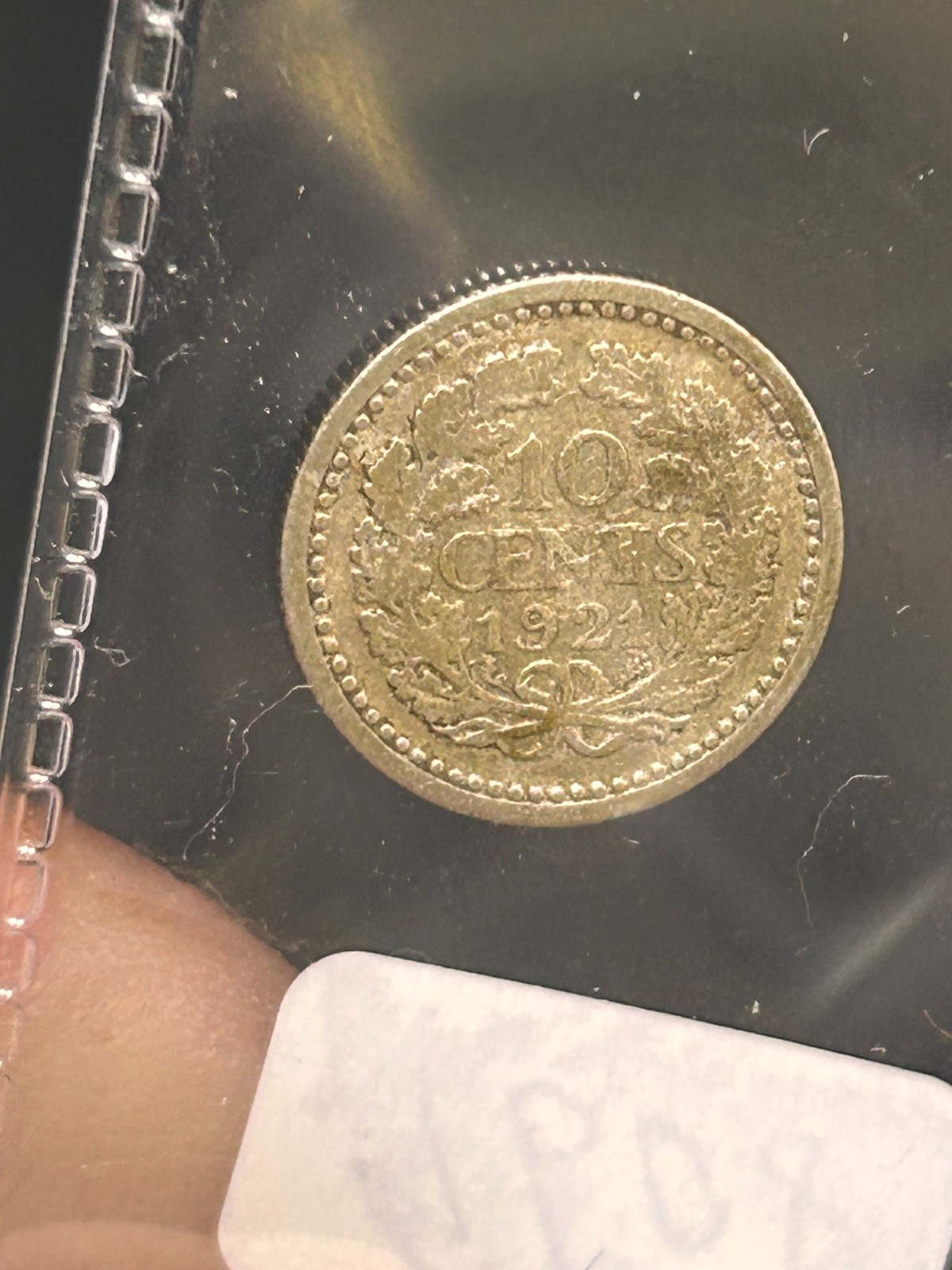 1921 10 CENT NETHERLANDS SILVER COIN - NICE OLD SILVER COIN -