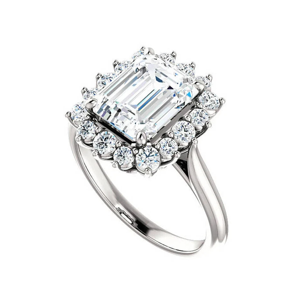 Emerald Cut 3.50 Ct White Diamond Lab-Created Wedding Ring 14K White Gold Plated
