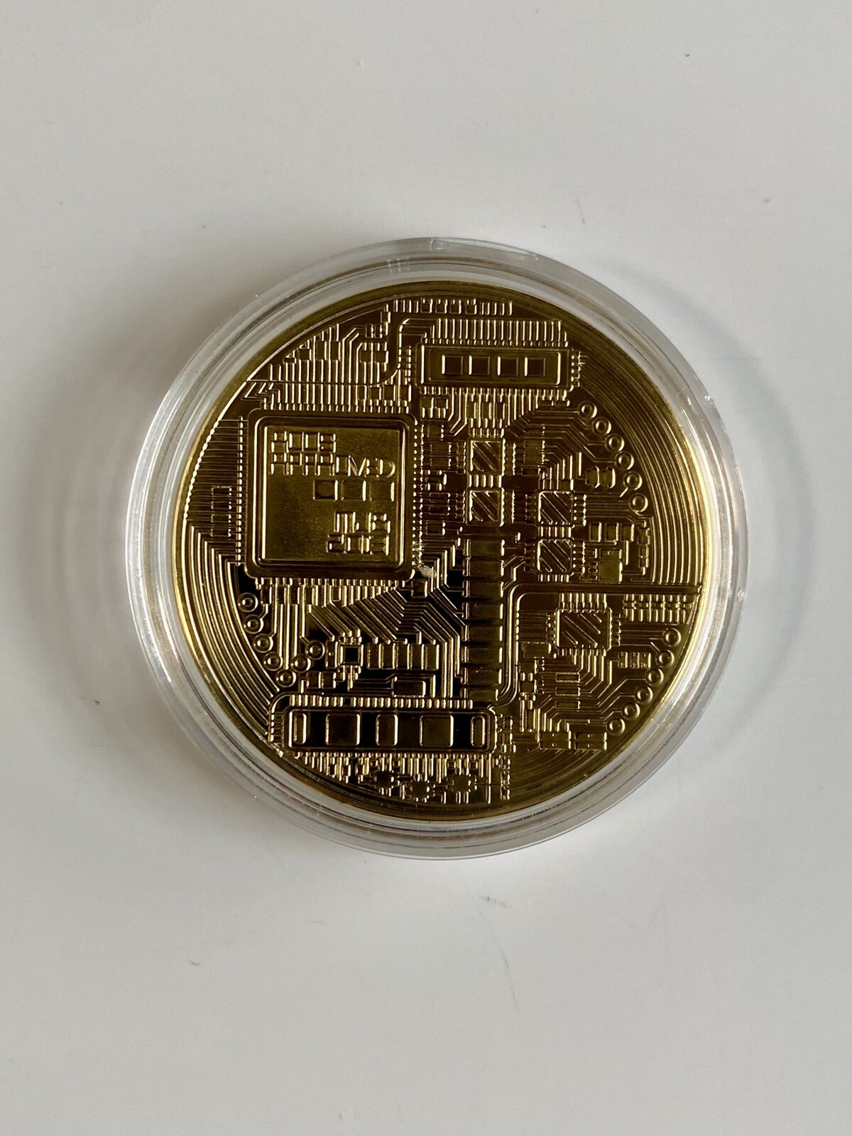 PHYSICAL BITCOIN (Commemorative Coin) Metal Alloy-Gold Plated-Token Protector