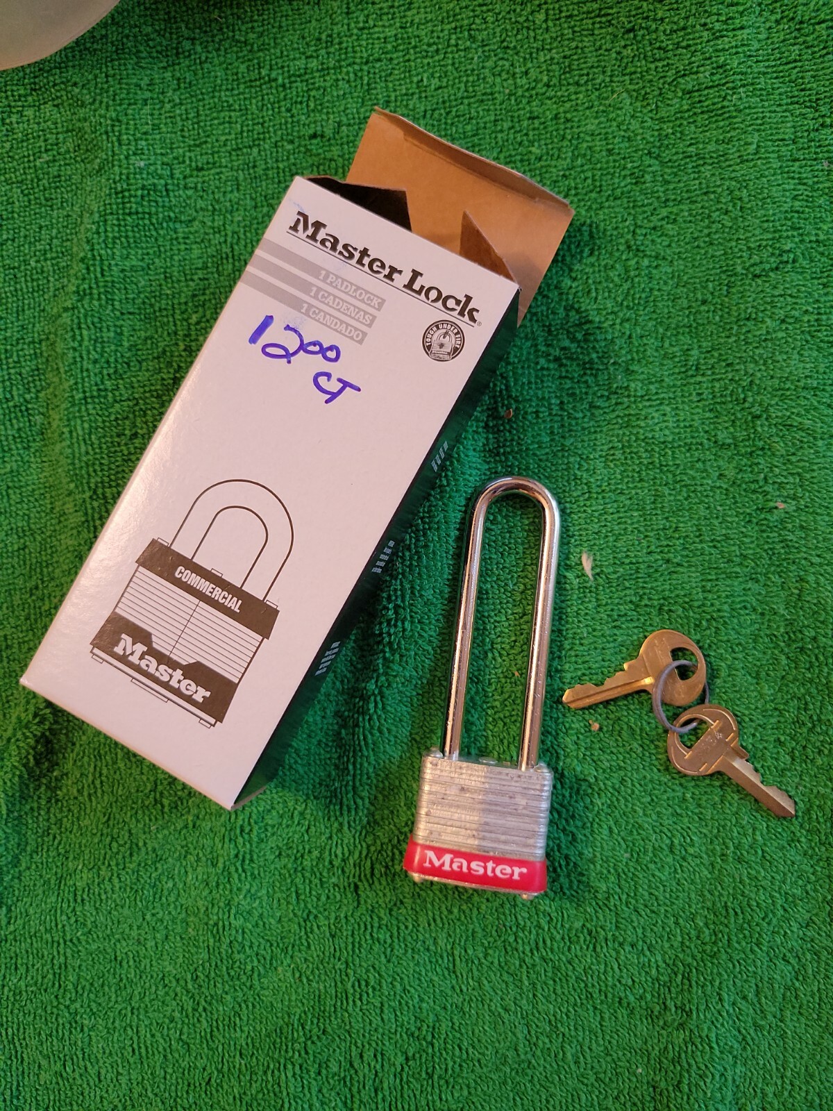 Master Lock Red Padlock, Long Shackle, Rectangular Steel Body,
