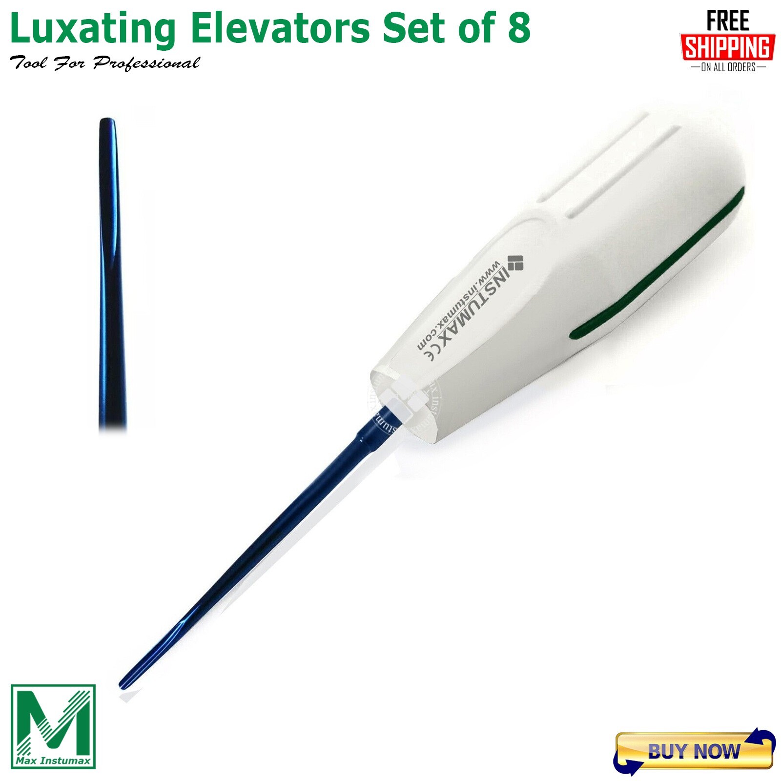 8Pcs Titanium Tip Dental Luxating Elevators Oral Surgery Extraction Luxation Set