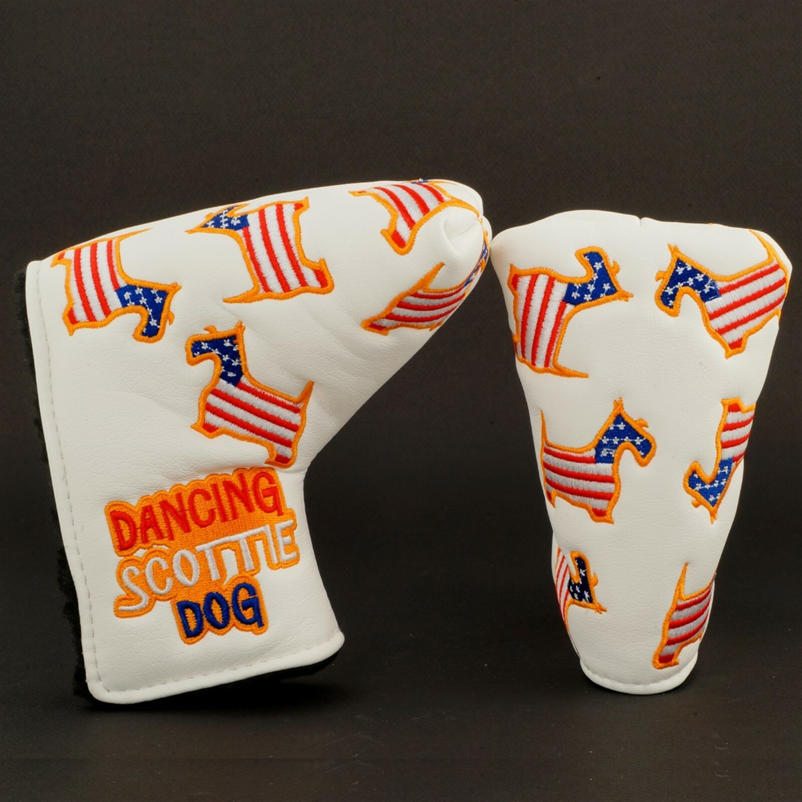US Flag Scottie Dog Head Cover for Mid-size Mallet Putter, 19th Hole Custom Shop