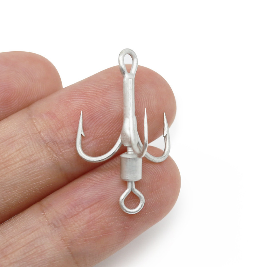 20pcs High-carbon Steel Treble Fishing Hooks+Swivel Rings Stainless DIY Fishhook