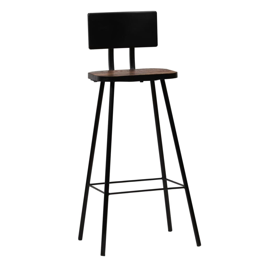 Bar Chair Set of 2 Dark Brown, Black