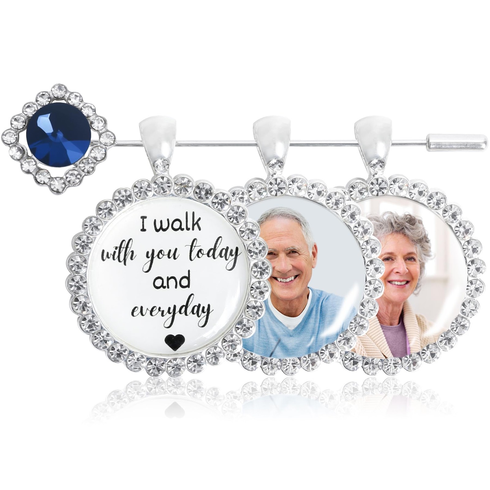 Bouquet Charms For Wedding Memory Something Blue Silver Photo Pin DIY Kit