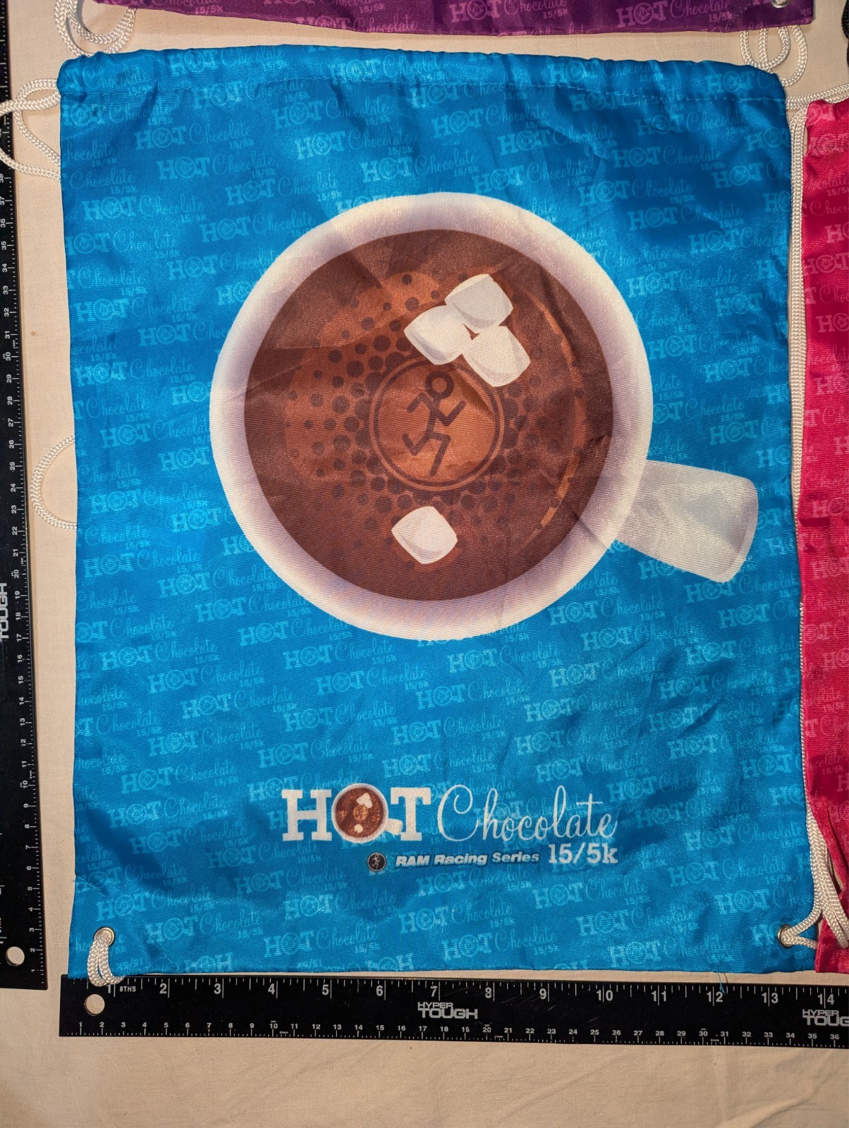 Hot Chocolate Run Ram Racing Draw String Backpack Swag Bag 15k/5k Running
