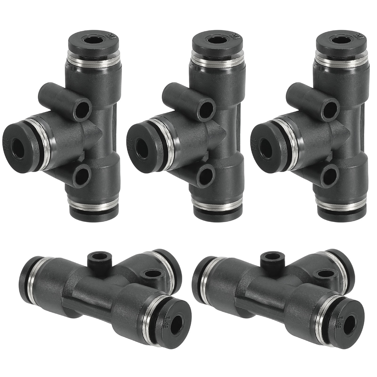 5Pcs 1/8" OD Tee Plastic Push to Connect Fittings 3 Ways Tube Connect Fit