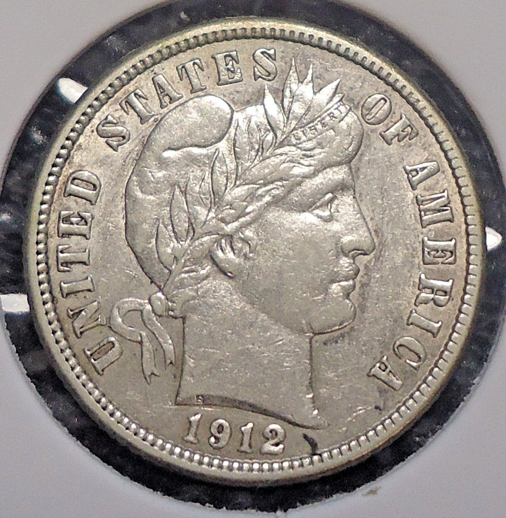 Nice AU++/uncirculated 1912 D Denver Barber silver 10C dime FREE SHIPPING