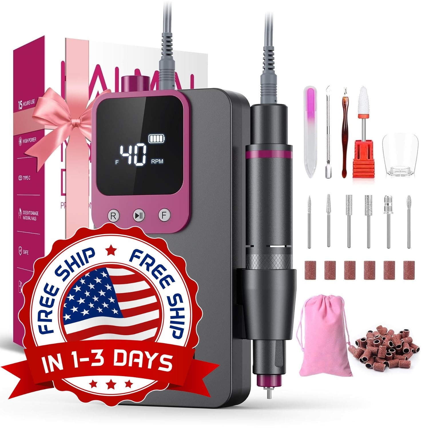 Maquina Torno Taladro Electrica De Uñas Acrilica Para Nails Profesional Manicura