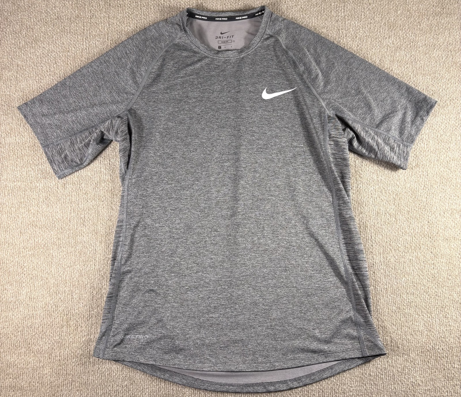 Nike Pro Dri-Fit Shirt Large Gray Slim Fit Athletic Training Tee BV5633-011