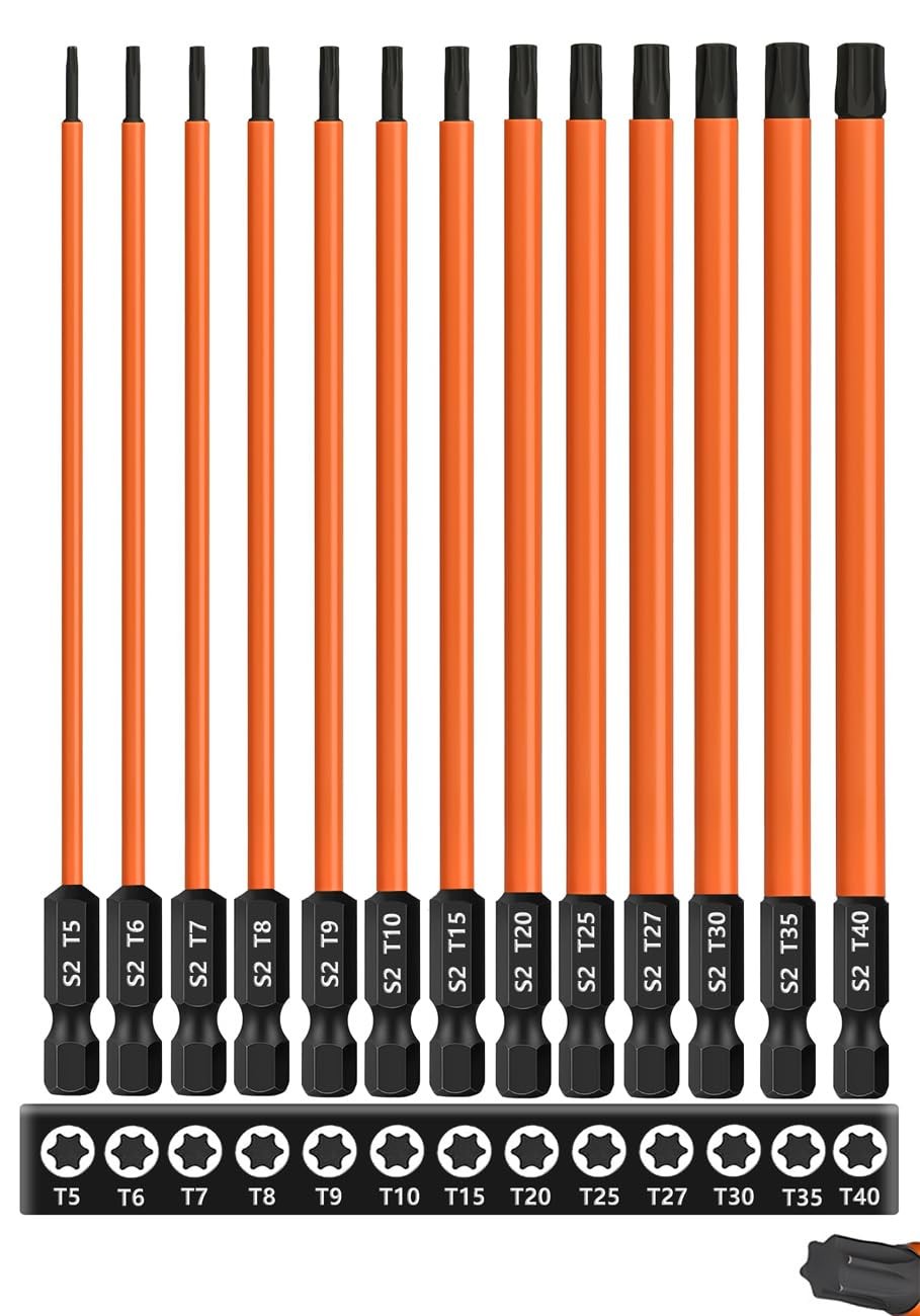Saipe 13Piece 6 inch /150 mm Long Torx Bit Set for Impact Driver, S2 Steel St...