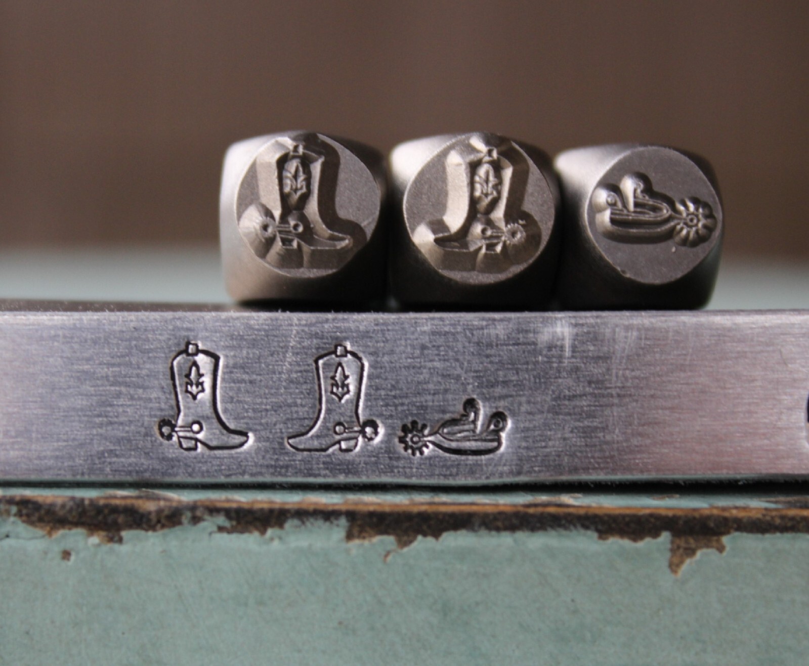 SUPPLY GUY 6mm Cowboy Boot & Spur  Metal Punch Design 3 Stamp Set SGCH-471472569