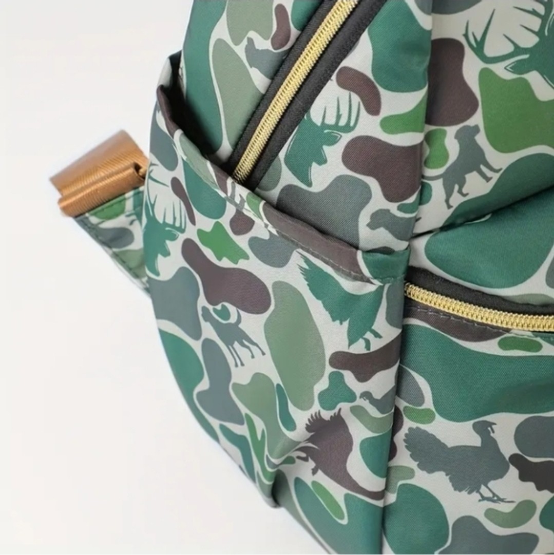 Camo Backpack with Deer Turkey Ducks Labrador Hunting