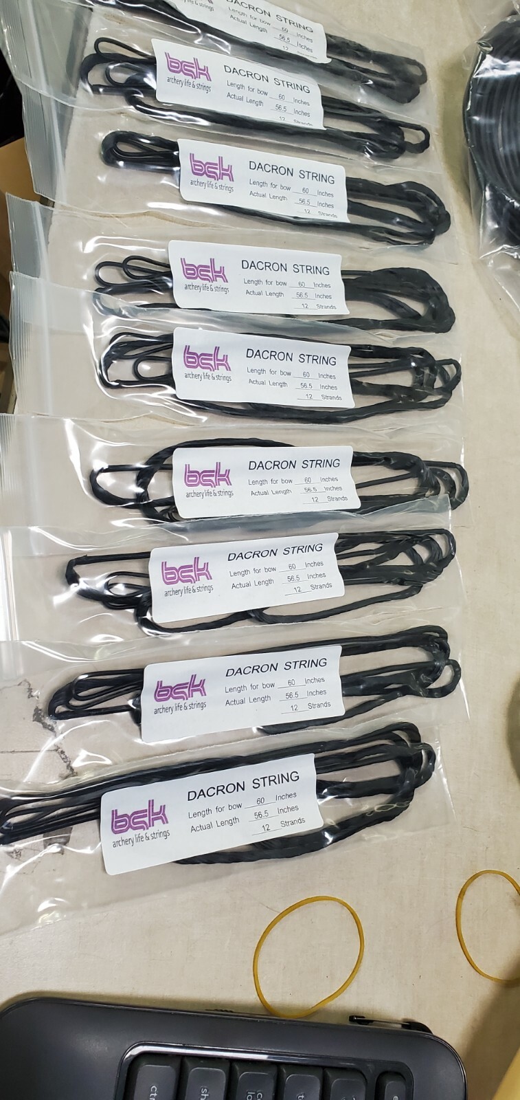Lot of 9 New Dacron Bow String BOW 60", ACTUAL 56.5 12 STRANDS