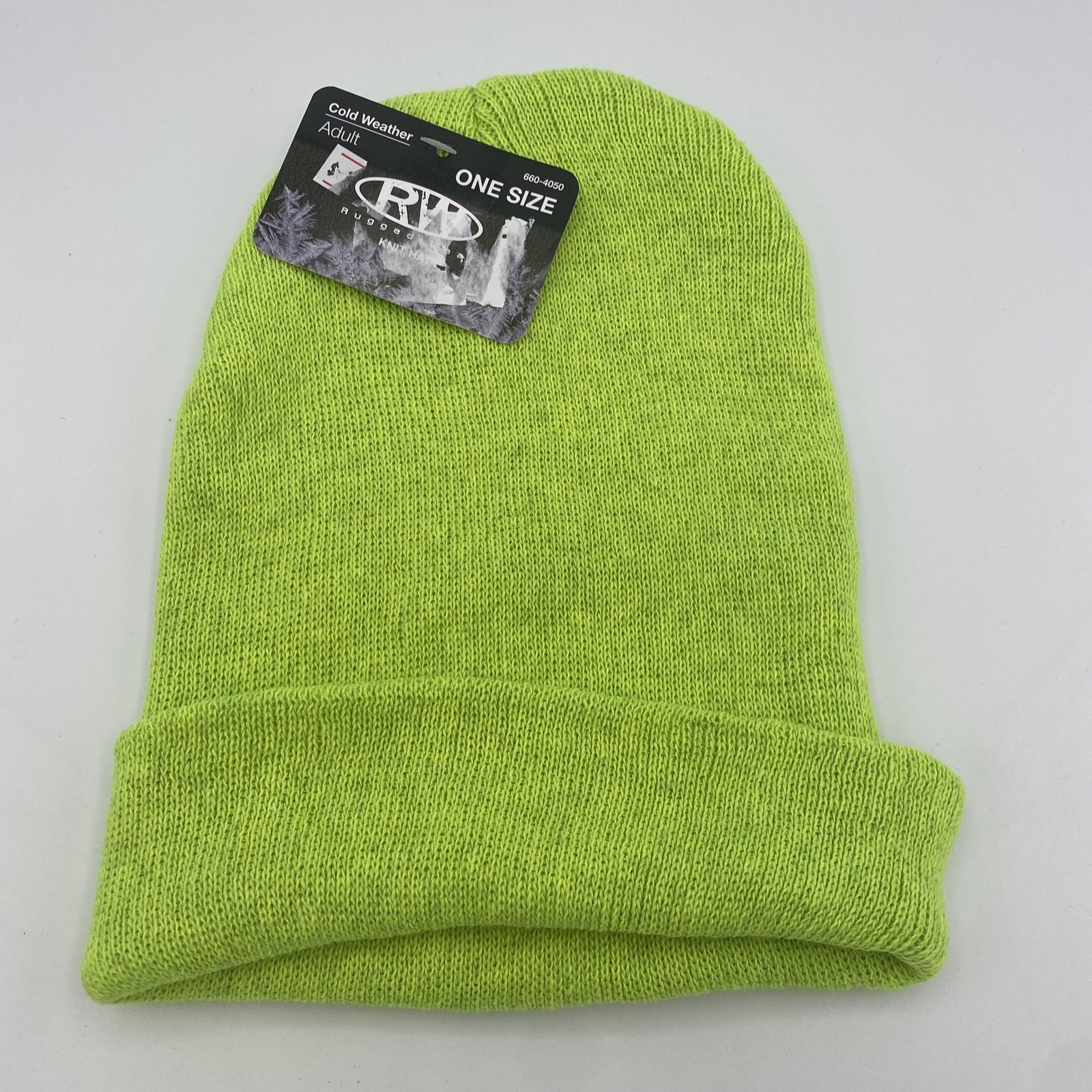 Rugged Wear Fine Knit Watch Cap, Acrylic& Polyester Soft, Stretchy Lime One Size