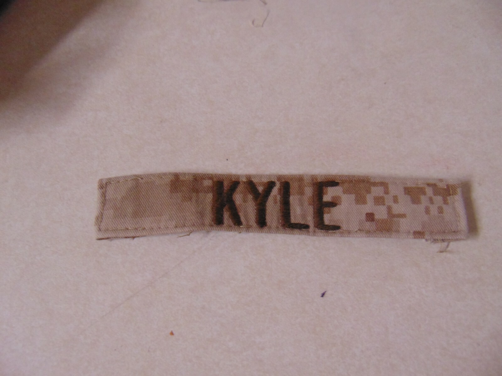 MILITARY PATCH US MARINES NAME TAPE TAG SEW ON DESERT COMBAT USED KYLE