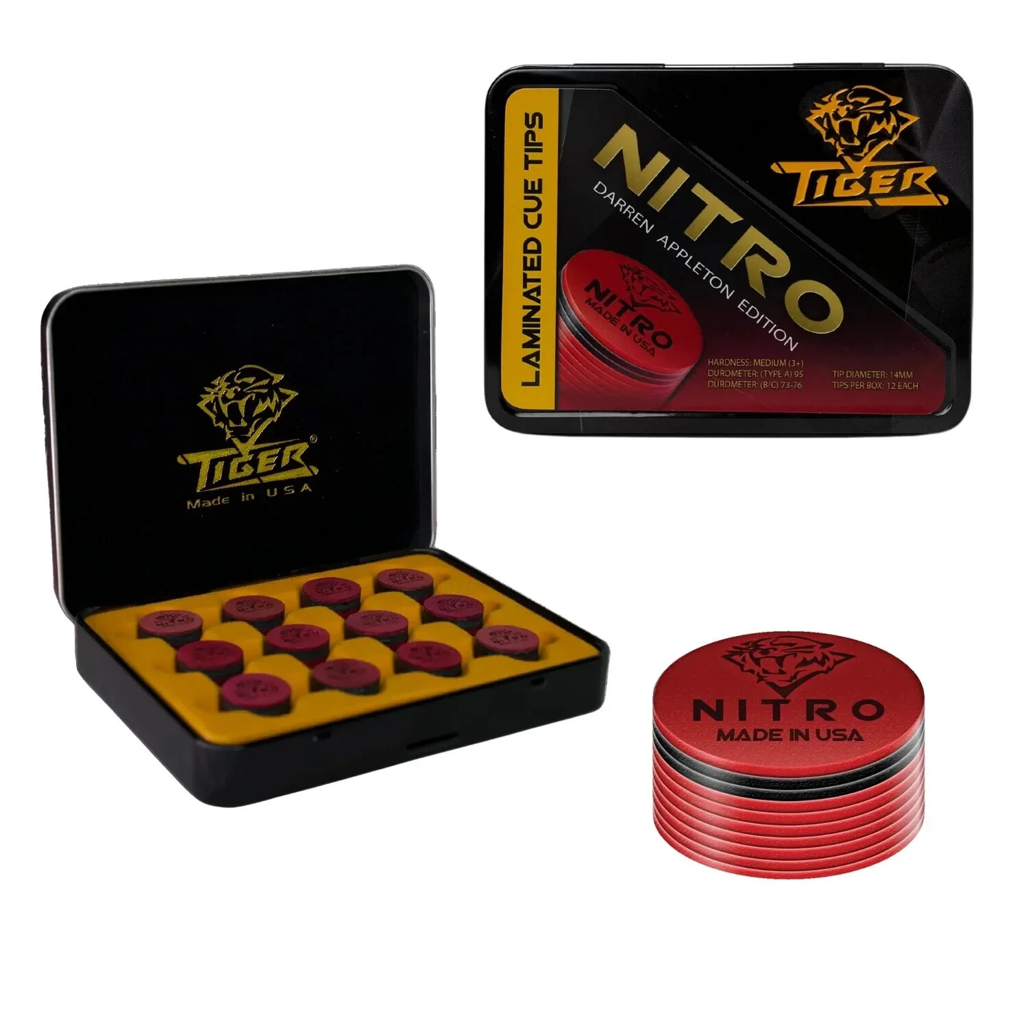 Tiger Nitro Laminated Cue Tip- Darren Appleton Edition