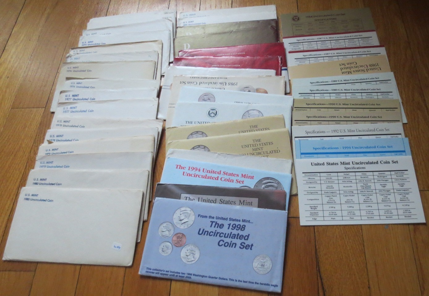 Empty Envelope Mint Set Used 1972 to 1998 32 Envelopes No Coins see Description