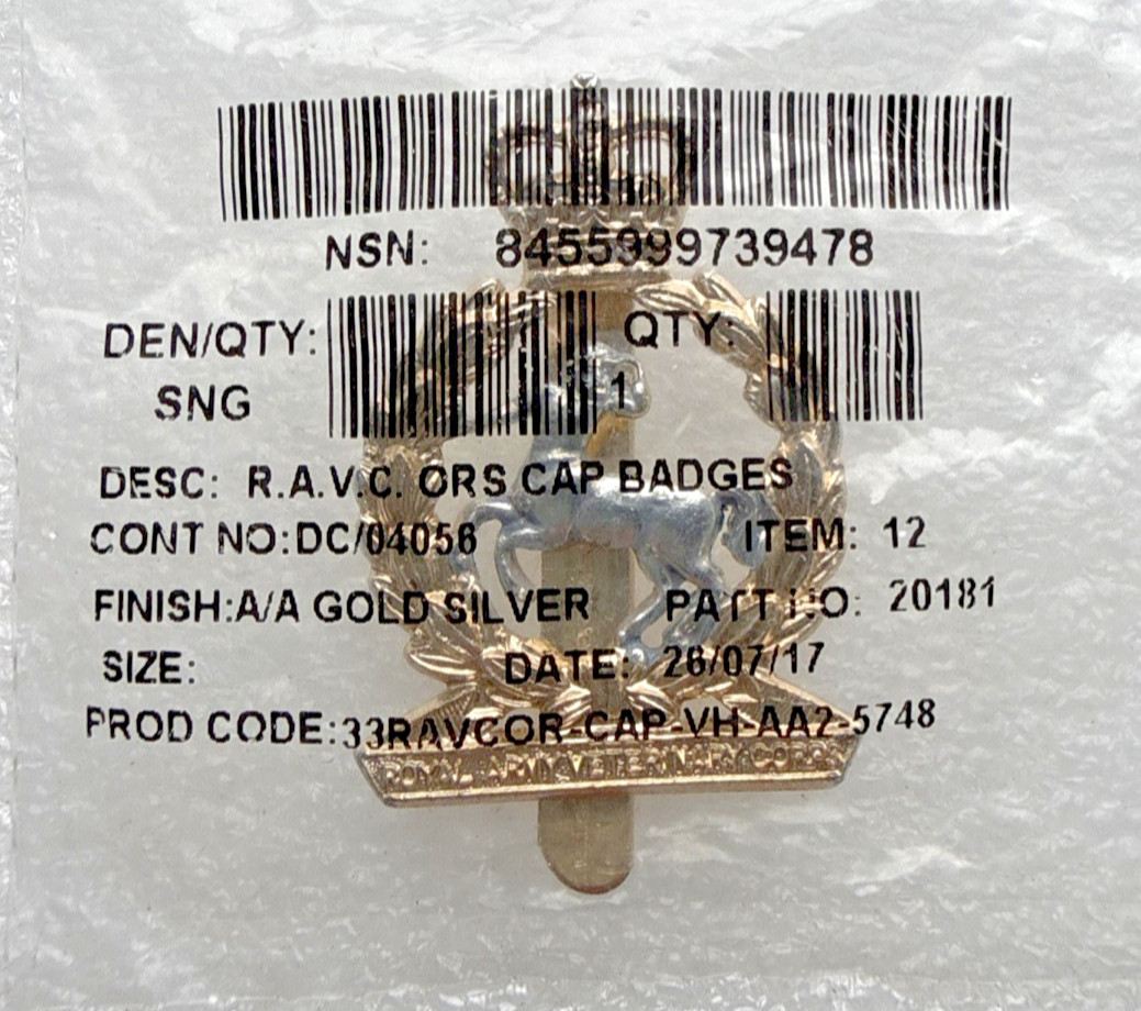 Royal Army Veterinary Corps Cap RAVC - Officers Cap Badge - Genuine MOD Issue -
