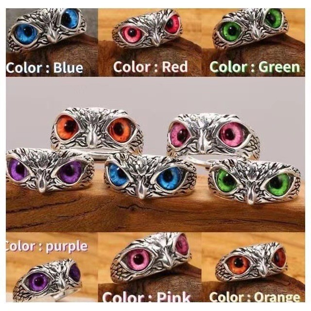 Bulk lots 30 Green eye owl vintage rings punk gothic men women cool gift jewelry