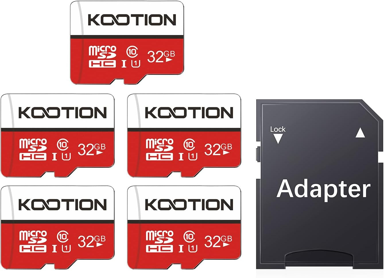 32GB Micro SD Card 5 Pack, Class 10 Microsdhc Flash Memory Card with Adapter UHS