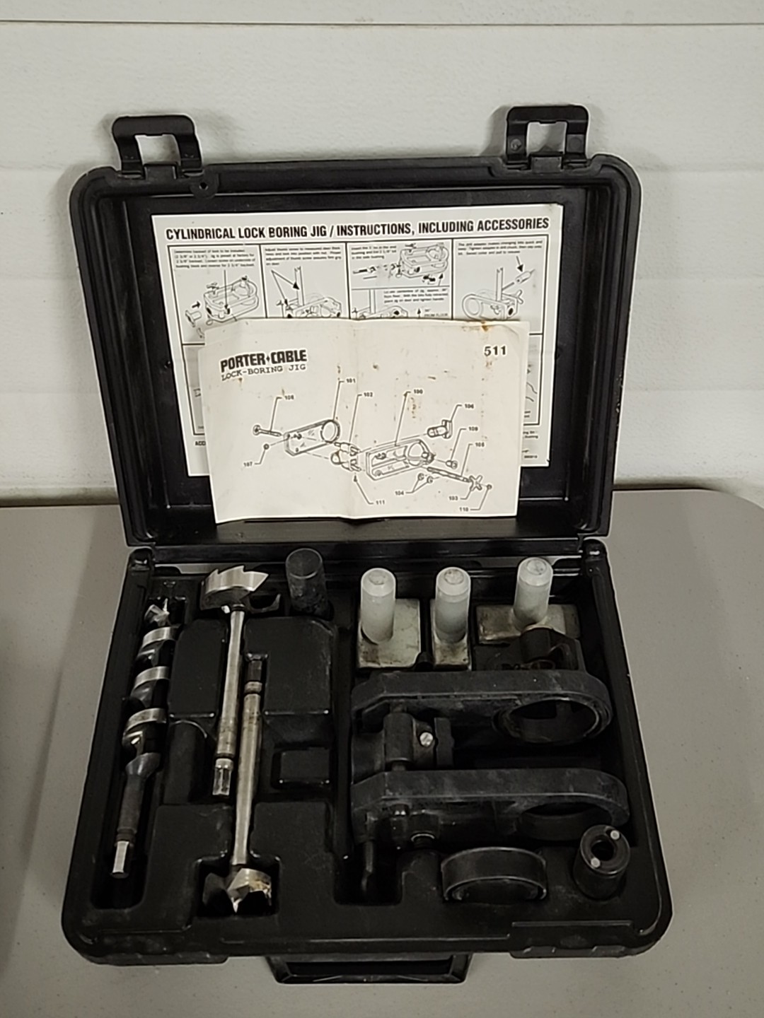 Porter Cable Cylindrical Lock Boring Jig Including Accessories Model 511 & Case