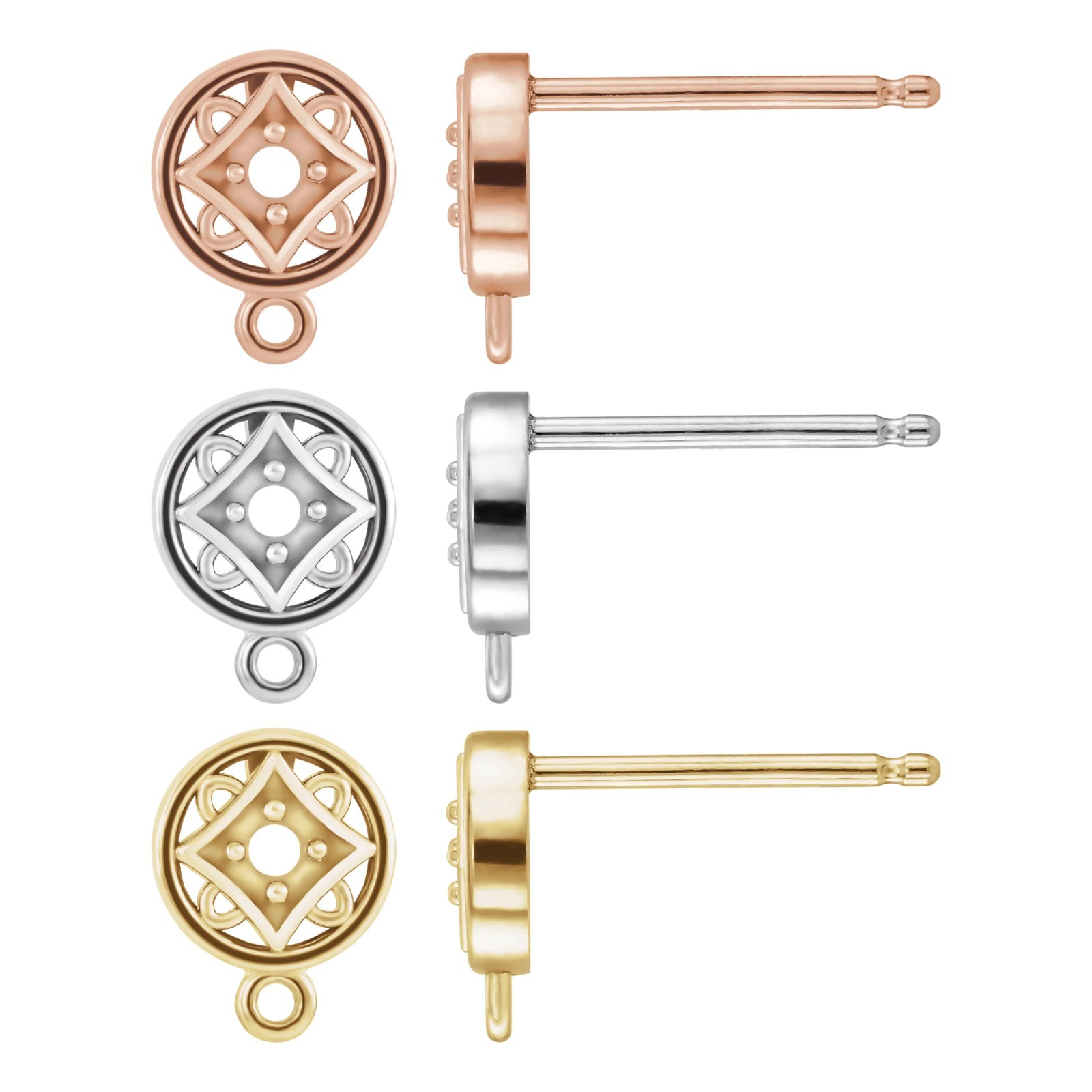14K 18K Gold Earring Top 1.8 mm Round 4-Prong