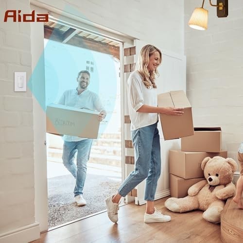 AIDA Single Pole Motion Sensor Light Switch w/Neutral Wire - 120° PIR Infrare...