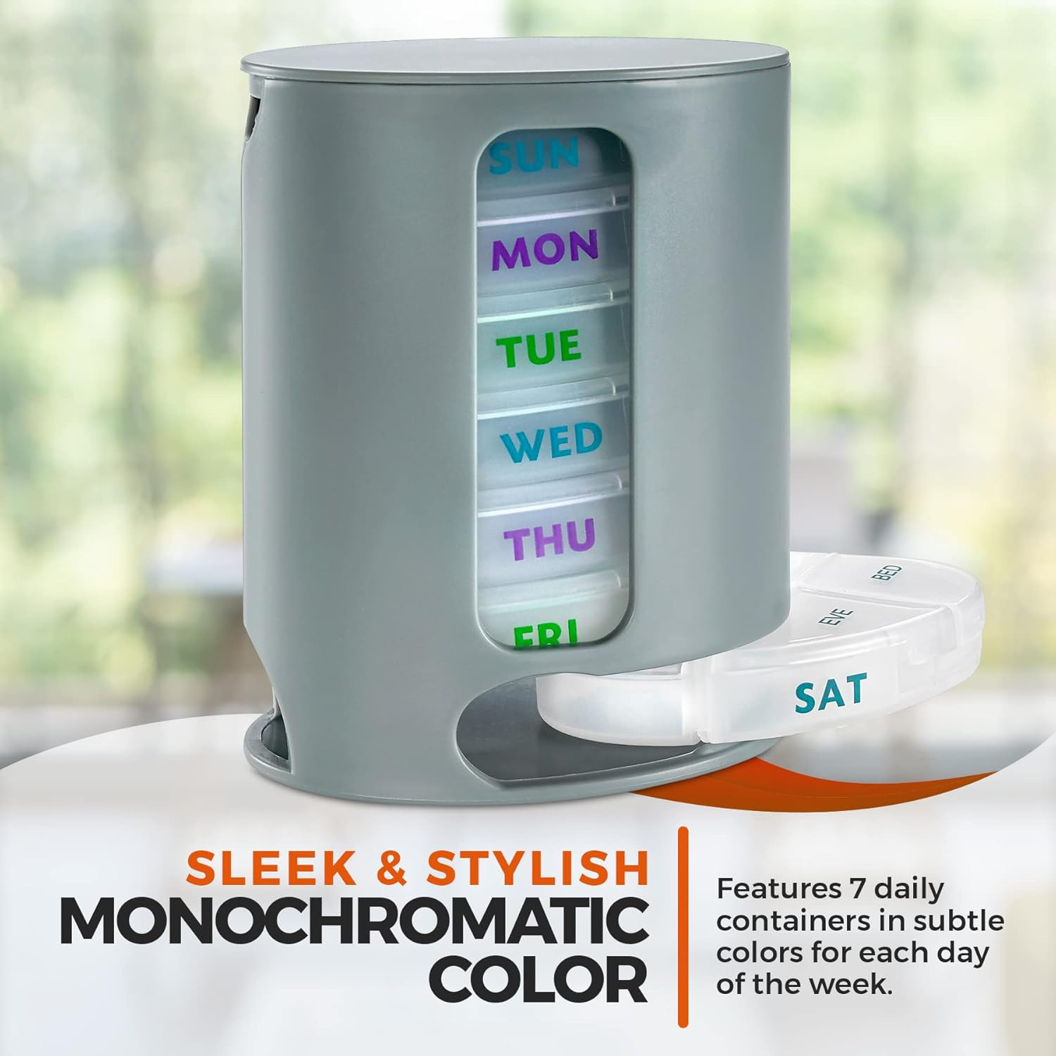 Medca Weekly Pill Organizer, 1 Dispenser, 7 Stackable Compartments Four Times-A-