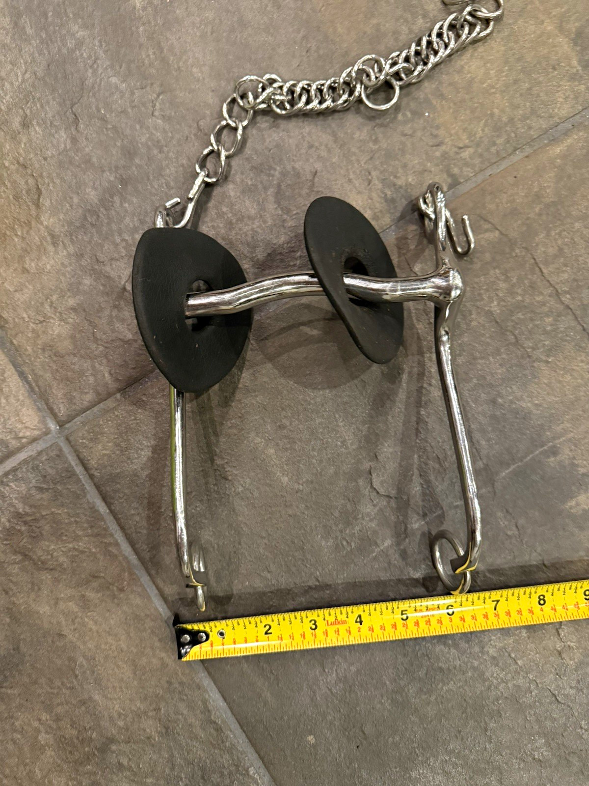 Correction Horse Bit with Curb Chain, Chain Curb and Black Bit Guards