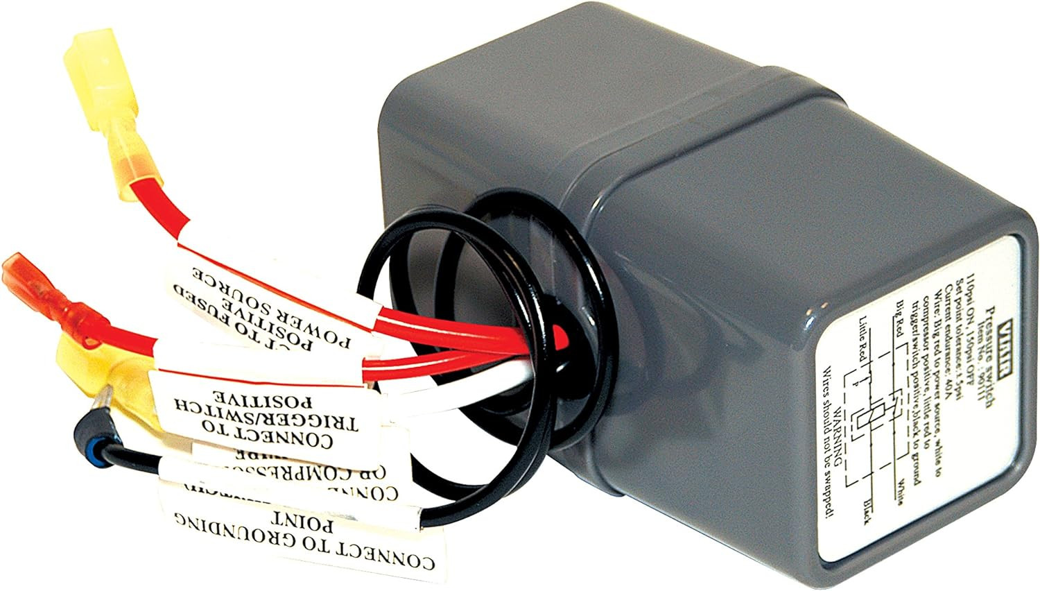 90111 Pressure Switch with Relay, Black, 7.3 X 3.5 X 2.3 Inches