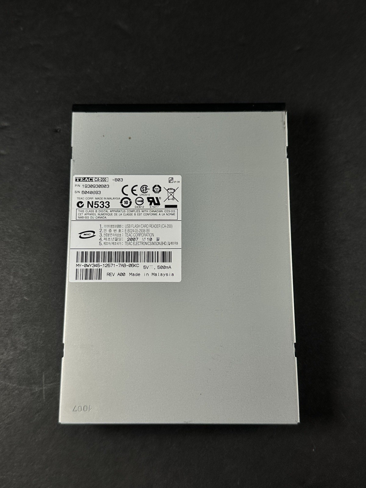 Dell USB Flash Card Reader TEAC CA-200 N533 1930930B00