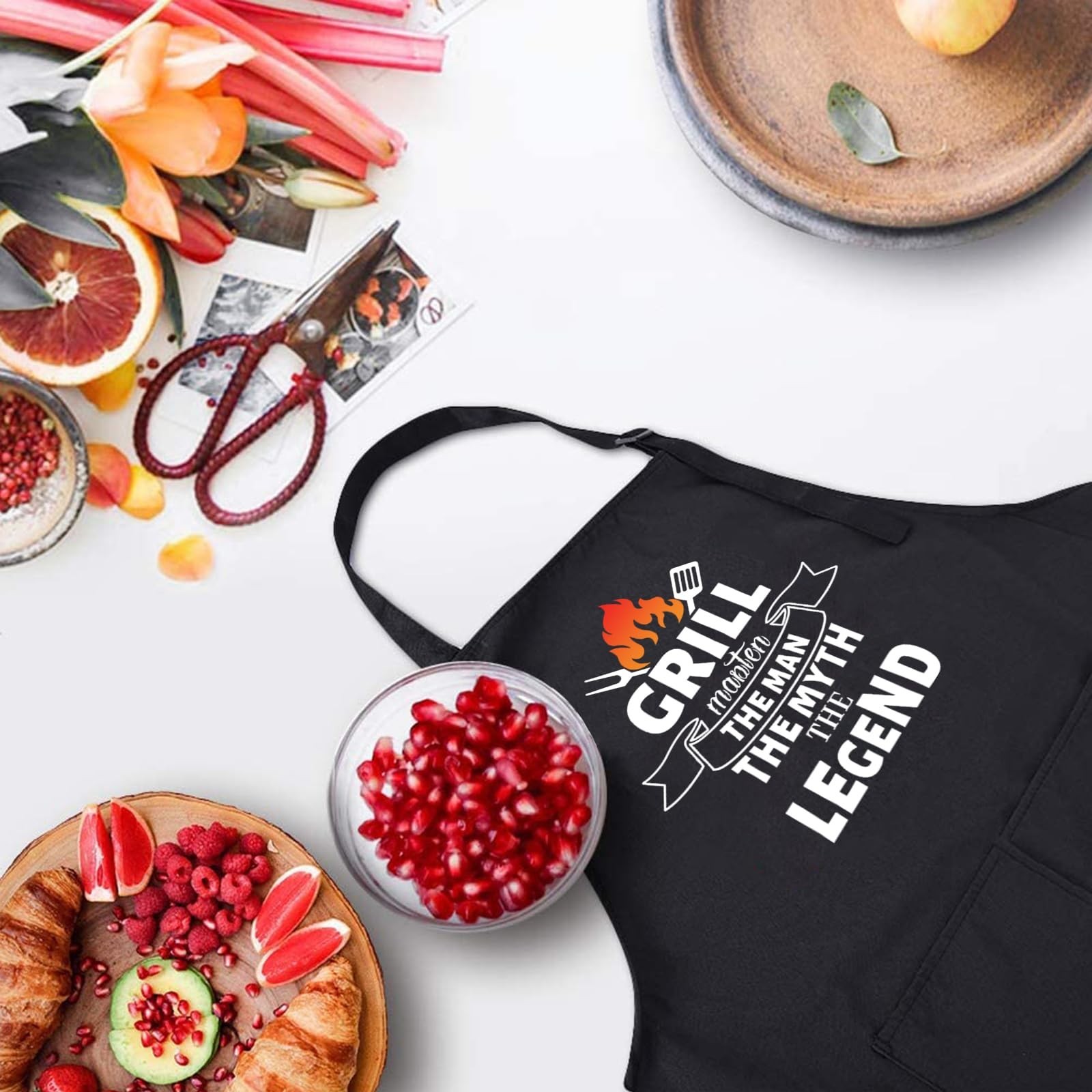 Funny Black Chef Aprons for Men Adjustable BBQ Grill Kitchen Cooking Aprons w...